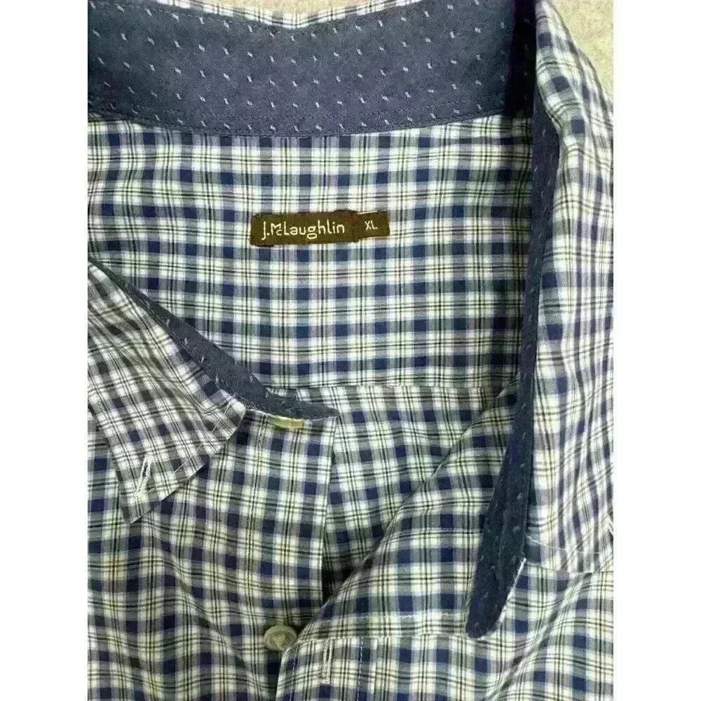 J‎ Mclaughlin XL Long Sleeve Button Up Shirt Flip Cuff Tartan Plaid 100% Cotton - Picture 3 of 12